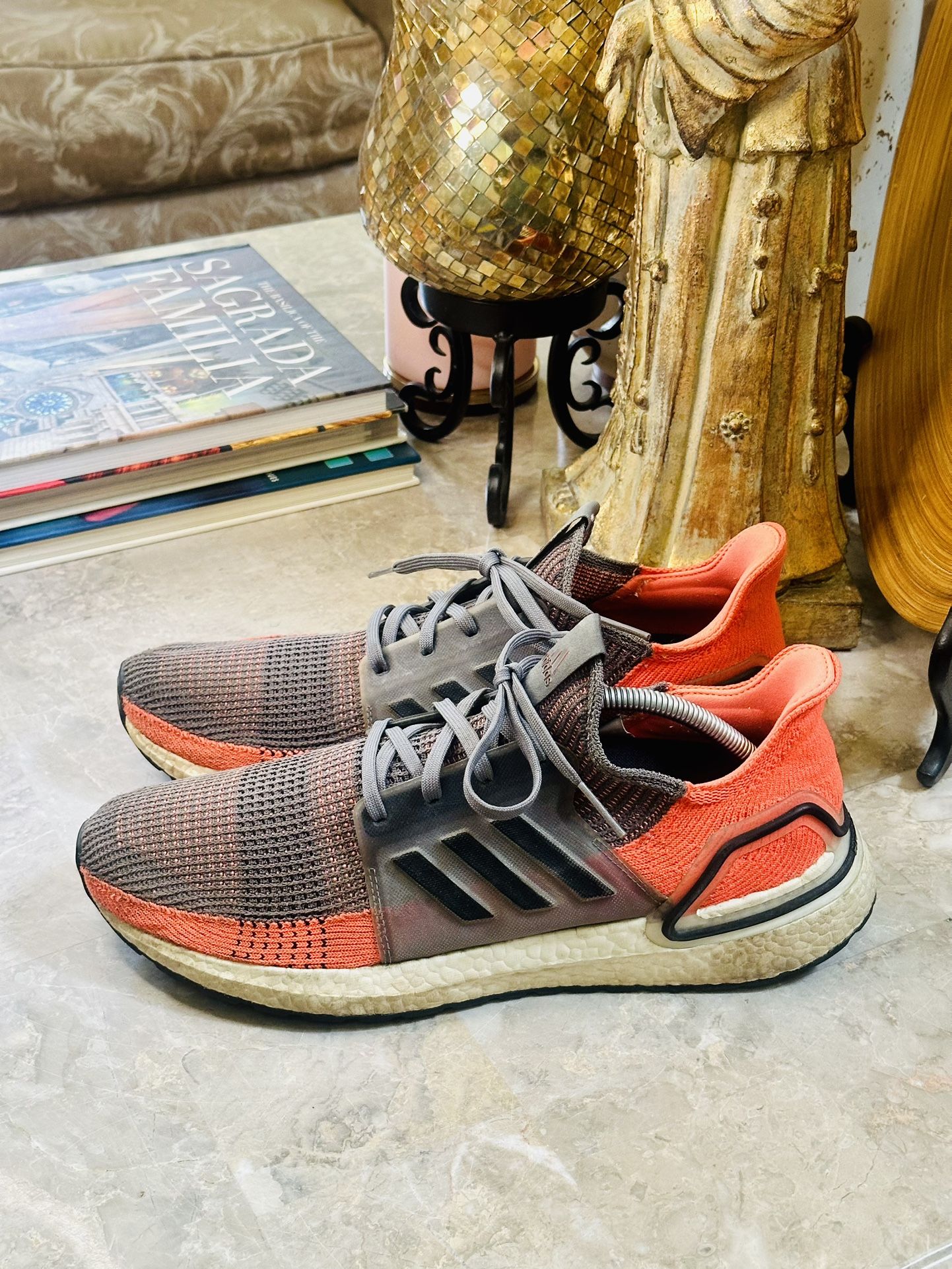 Adidas Ultra Boost YYJ 606004 Mens Size 12 Running Shoes Sneakers Gray Orange