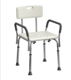 Medline Shower Chair Seat with Padded Armrests and Back | Heavy Duty Shower Chair for Bathtub | Slip Resistant Shower Seat with Adjustable Height | Sh