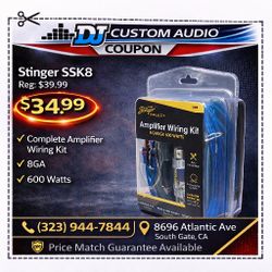 Stinger SSK8 Complete Amplifier Wiring Kit 600 Watts Fuse Power & Ground Wire 🚨 Payment Options Available 🚨 No Credit Needed 🚨 