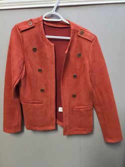 Coral Suede Double-Breasted Jacket