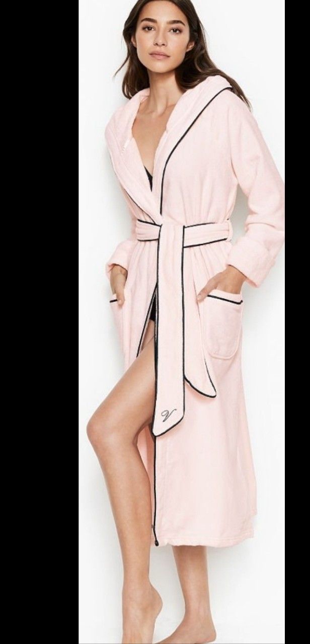 New Victoria Secret Hooded Terry Long Robe In 2 Colors Size M/L $75 Each 