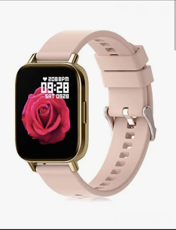 Pink & Rose Gold Touch Screen Waterproof Smart Watch With Bluetooth Call, Text, And Fitness Tracker