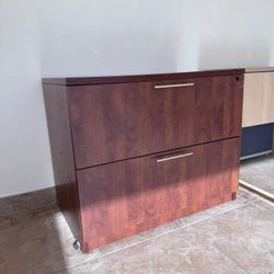 BROWN OFFICE FILE CABINET With 2 DRAWERS 35.5" Width