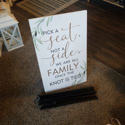 Pick A Seat Sign And Stand  for Wedding Decor