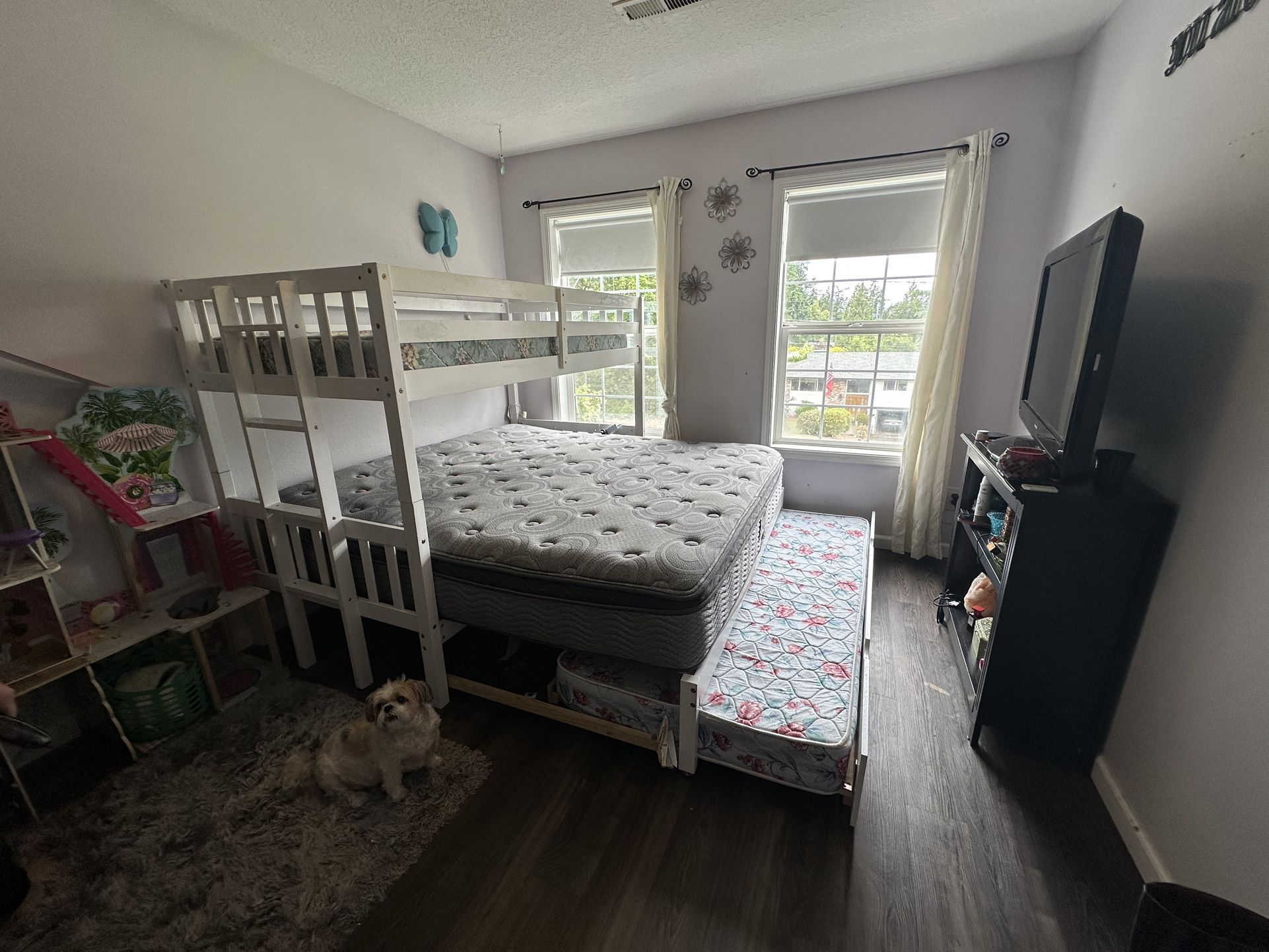 Twin Over Adjustable Pullout Bunk Bed, Plus A Twin Pull Out Trundle