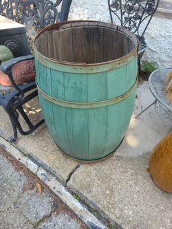 Large Vintage Wood Barrel As Is