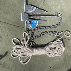 Danfort Anchor New Never Used   4 Feet Of Chain Rode With 100 Feet Of Half Inch Nylon Line 