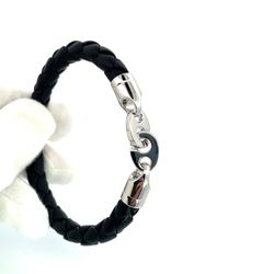 Genuine Leather 14k Solid Gold Bracelet 