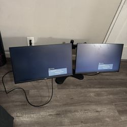 Two 24-inch Dell Monitors With Flexible Monitor Stand (1080p 60Hz) 