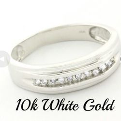 White Gold Mens Wedding/ Diamonds Ring Size 9.75