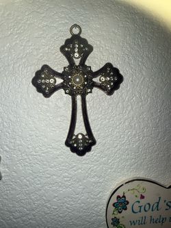 Purple jeweled/rhinestone hanging cross
