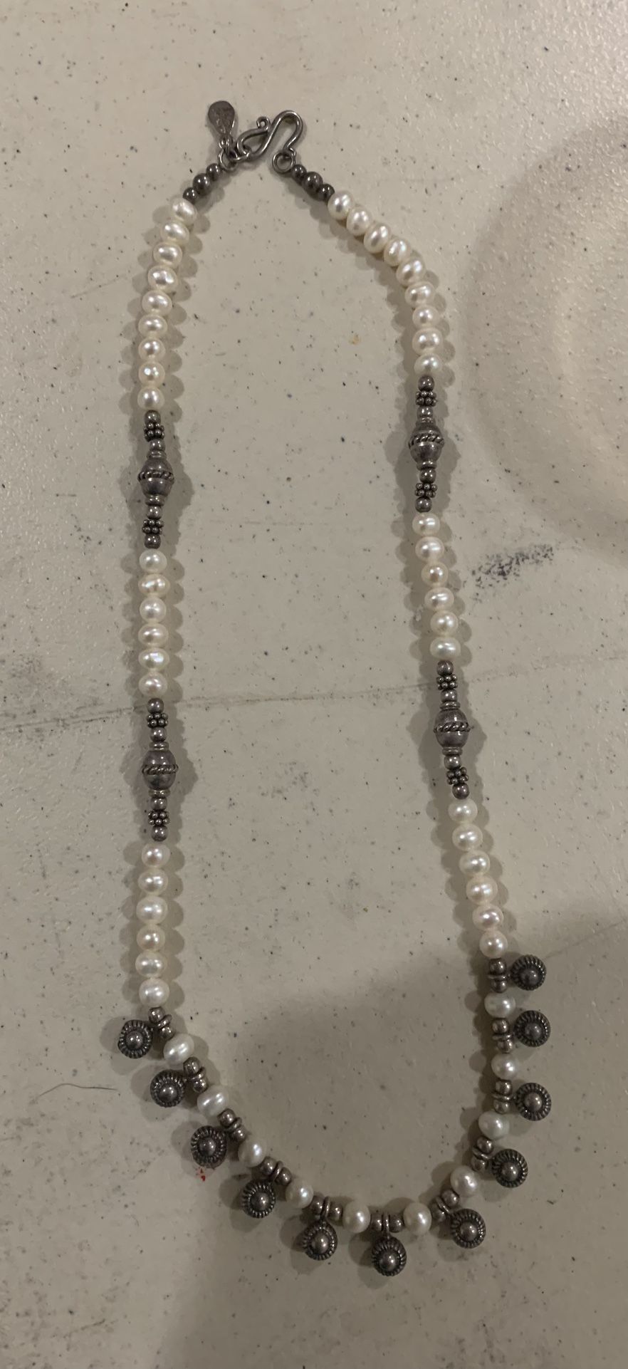 Vintage Doug Paulus Silver And Pearl Necklace