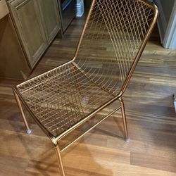  CB2 Copper Wire Dining Chair Modern Metal Grid Accent Chair Mid-Century 