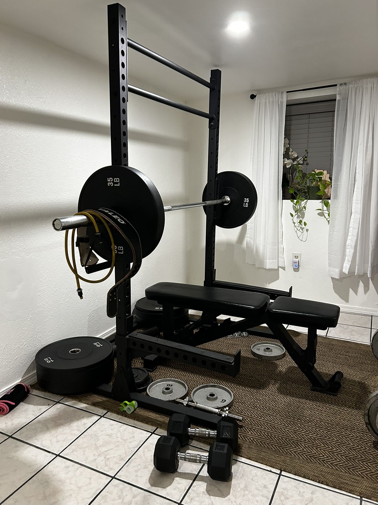 Half Rack with Weights and Bench