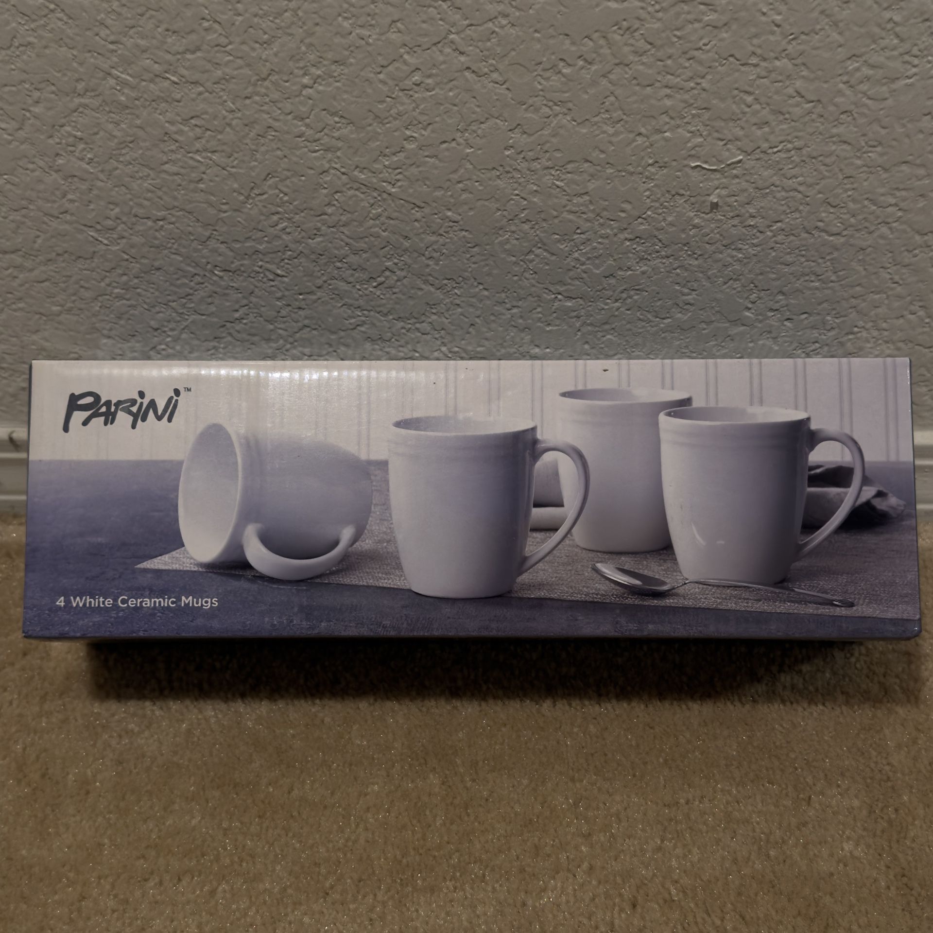 Parini Set Of 4 White Ceramic Coffee Mugs