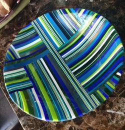 Handmade custom large fused glass bowl