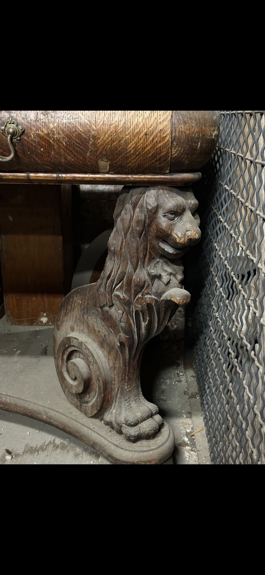 Victorian Renaissance Revival Console Table with Carved Spaniel Dog Supports