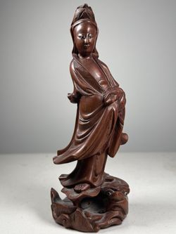 Antique Chinese Boxwood Carving Of Granting 7”