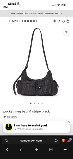 SAMO ONDOH - Pocket Mug Bag M Stripe Black