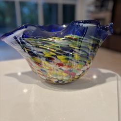 Hand-Blown Murano Style Glass Bowl – Multicolor