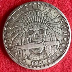 Indian Warrior Skull Coin. First $20 Offer Automatically Accepted. Shipped Same Day