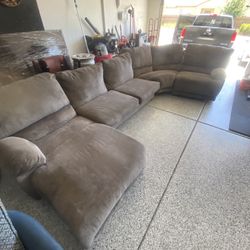 Nice Gray Sofa Sectional W/Sleeper Recliner And Chase 