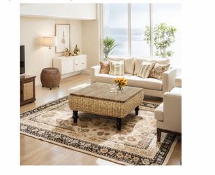 31.5" Lift Top Coffee Table for Living Room, Square Farmhouse Coffee Table with Storage, Handwoven Rattan Frame, Large Hidden Compartment & Wood Legs,