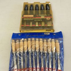 Craftsman 5 Piece Wood Chisel Set & 12 Piece Carving Set