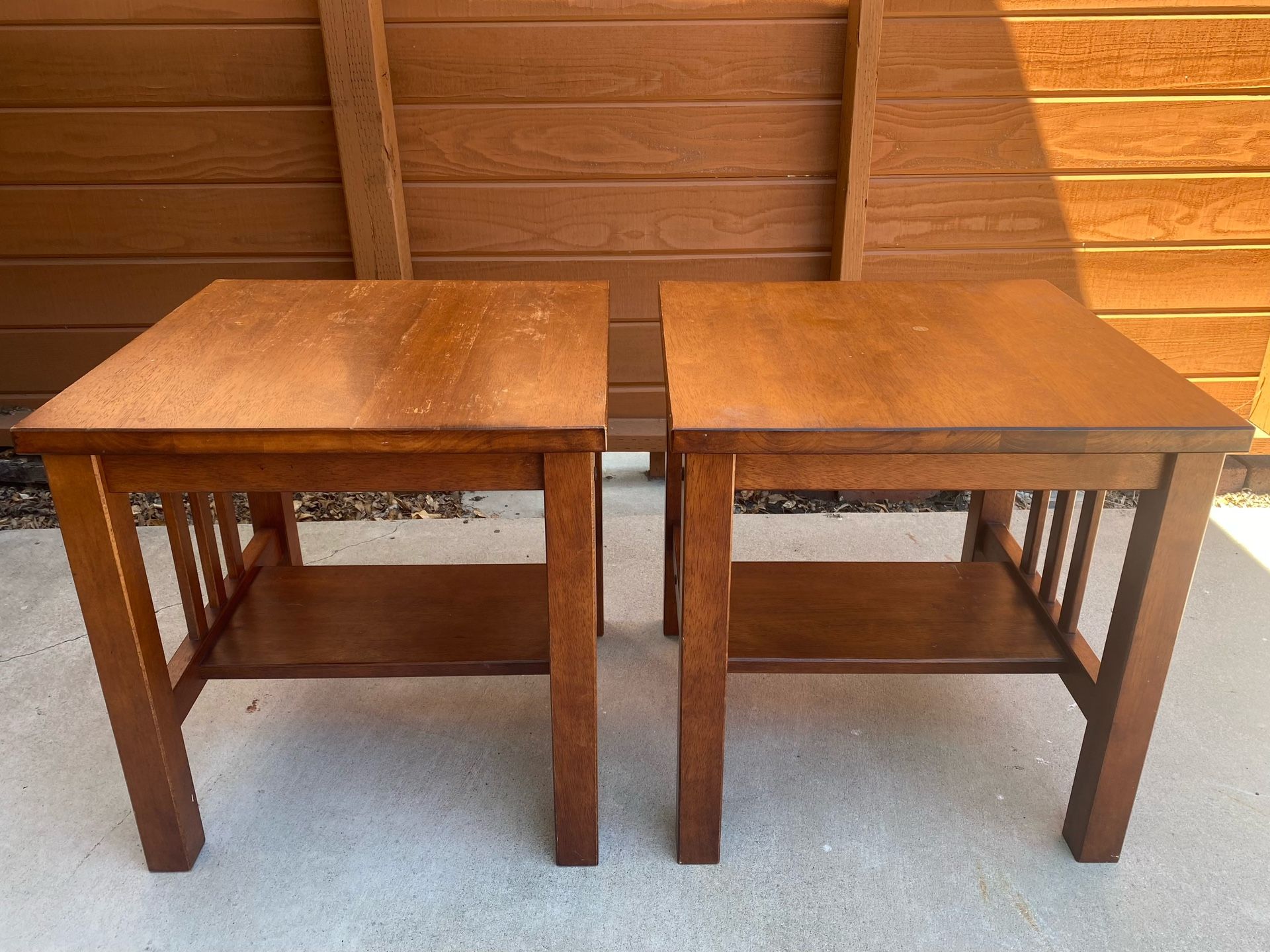 2 Solid Wood Mission Style End Tables