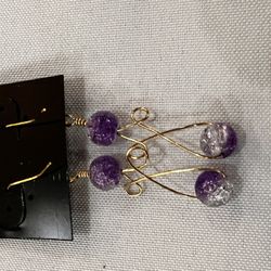 Purple Handmade Glass Earrings