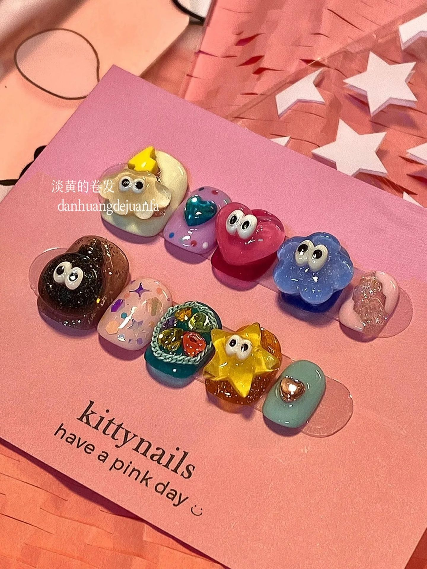 Unique Handmade Press-On Nails with Cute Decorations