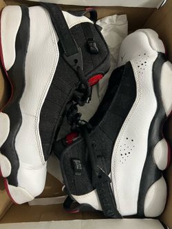Jordan 6 Rings BG Boys High Top Athletic Sneakers Black/White/Red US 6Y