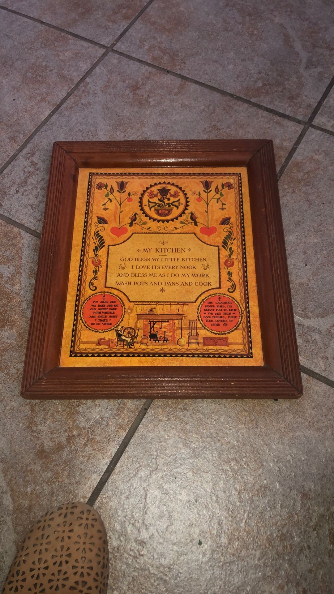 Vintage 12”x 10” Kitchen Wall Decore . Frame Solid Wood