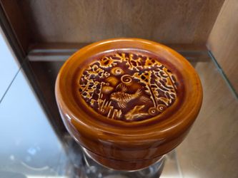 Ceramic Asian inspired salt container with lid.
