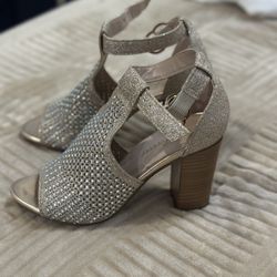Gold And Silver Heels Size 5
