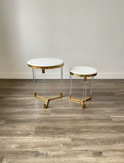 White And Gold Side Table Set