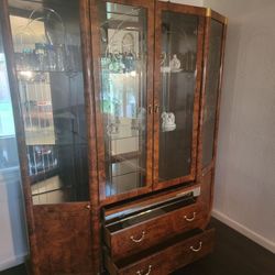 China Cabinet / Hutch, Solid Wood With Glass Panels. Comes Apart In 3 Pieces