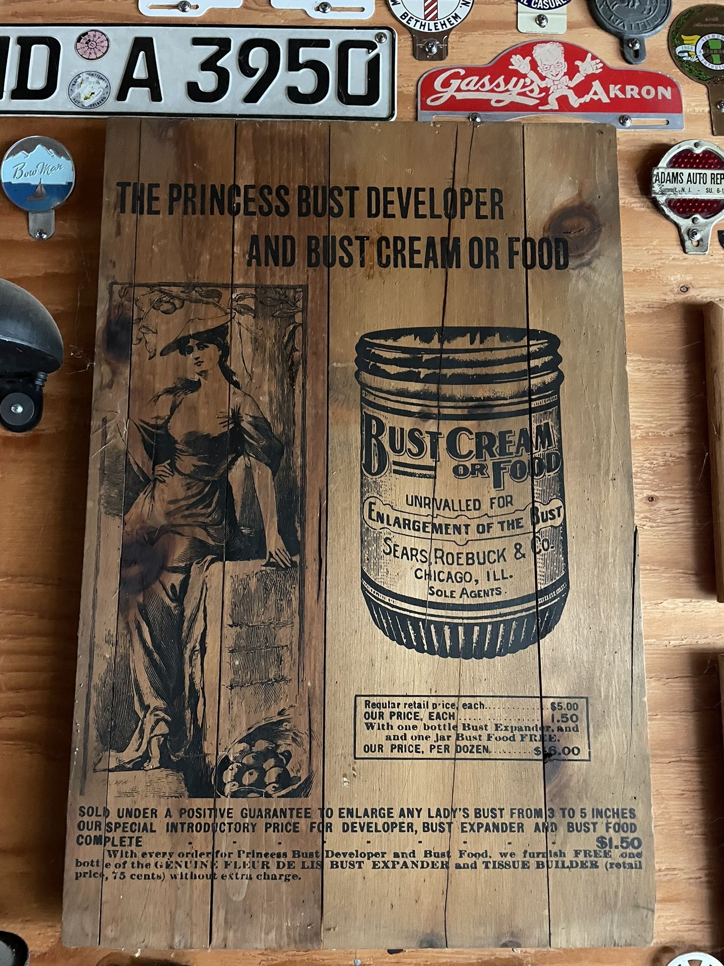Antique Advertisement On Knotty Pine