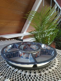 Vintage Imari Porcelain Lazy Susan Serving Set – 16" Rotating Tray