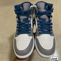 Jordan Retro 1 Mid - True blue - Size 9.5