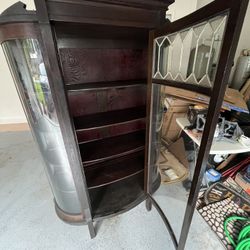 Antique Curved Glass Front China Cabinet (Germany)
