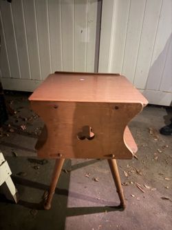 Vintage Wooden Sewing Box Side Table