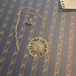 Aztec Calendar Necklace  Plus  Ring Silver