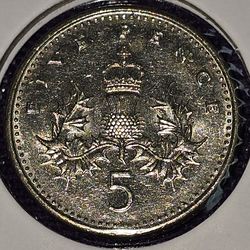 1991 Great Britain 5 Pence Coin