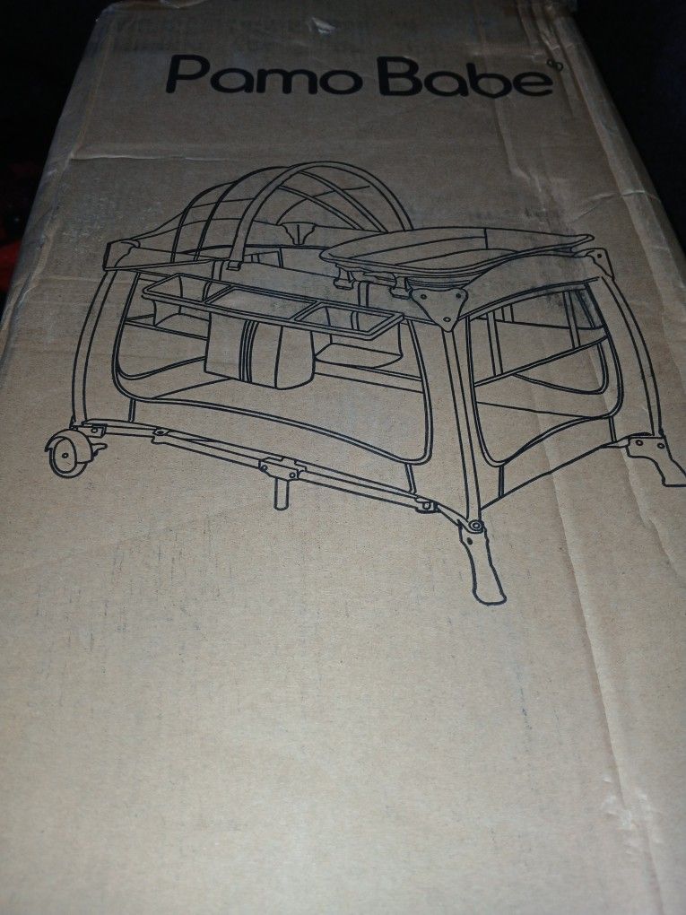 3 In 1 Pamo Babe - New Still In Box - Pack N Play/ Bassinet/ Changing Table - Grey/unisex