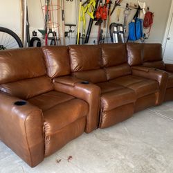 Too Grain Leather Recliner Sectional 