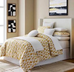 3-Piece Yellow Geo Matelasse comforter set full queen