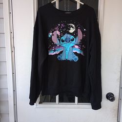Disney Stary Stitch Sweatshirt Womans XXL(19) Black Long Sleeve Lilo & Stitch