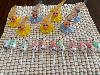 18 piece vintage clown cake toppers