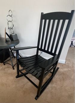 Black Wood Slat Rocking Chair